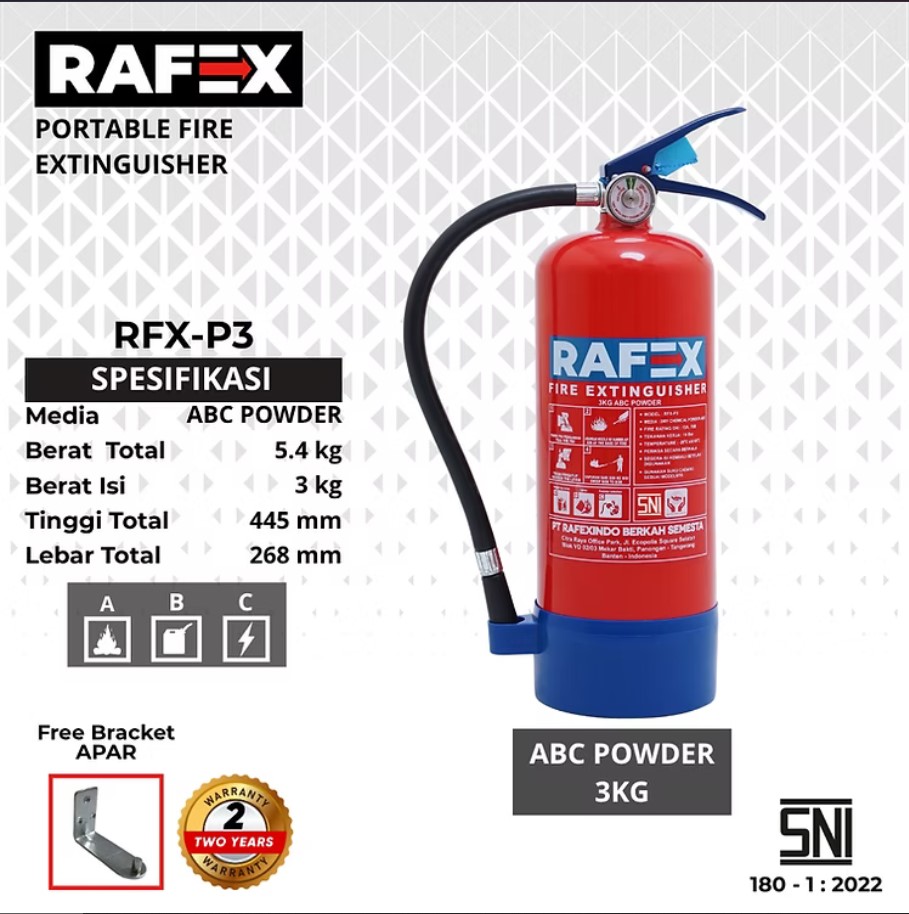 APAR 3kg ABC Powder / Alat Pemadam Api SNI Rafexindo