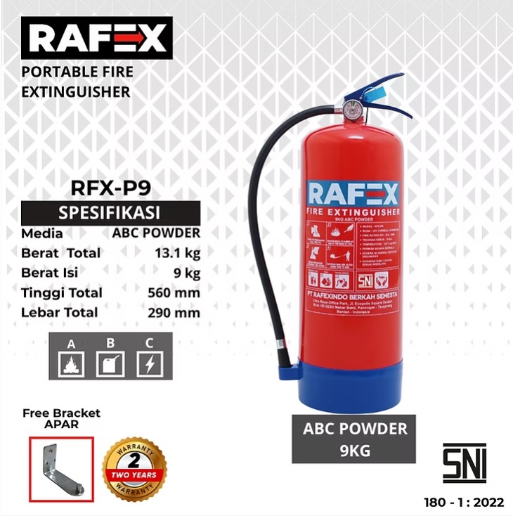 APAR 9kg ABC Powder / Alat Pemadam Api SNI Rafex